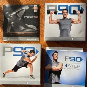 Beachbody P90X3 and P90 Fitness DVD Set with Blue and Gray Covers 5 DVDs